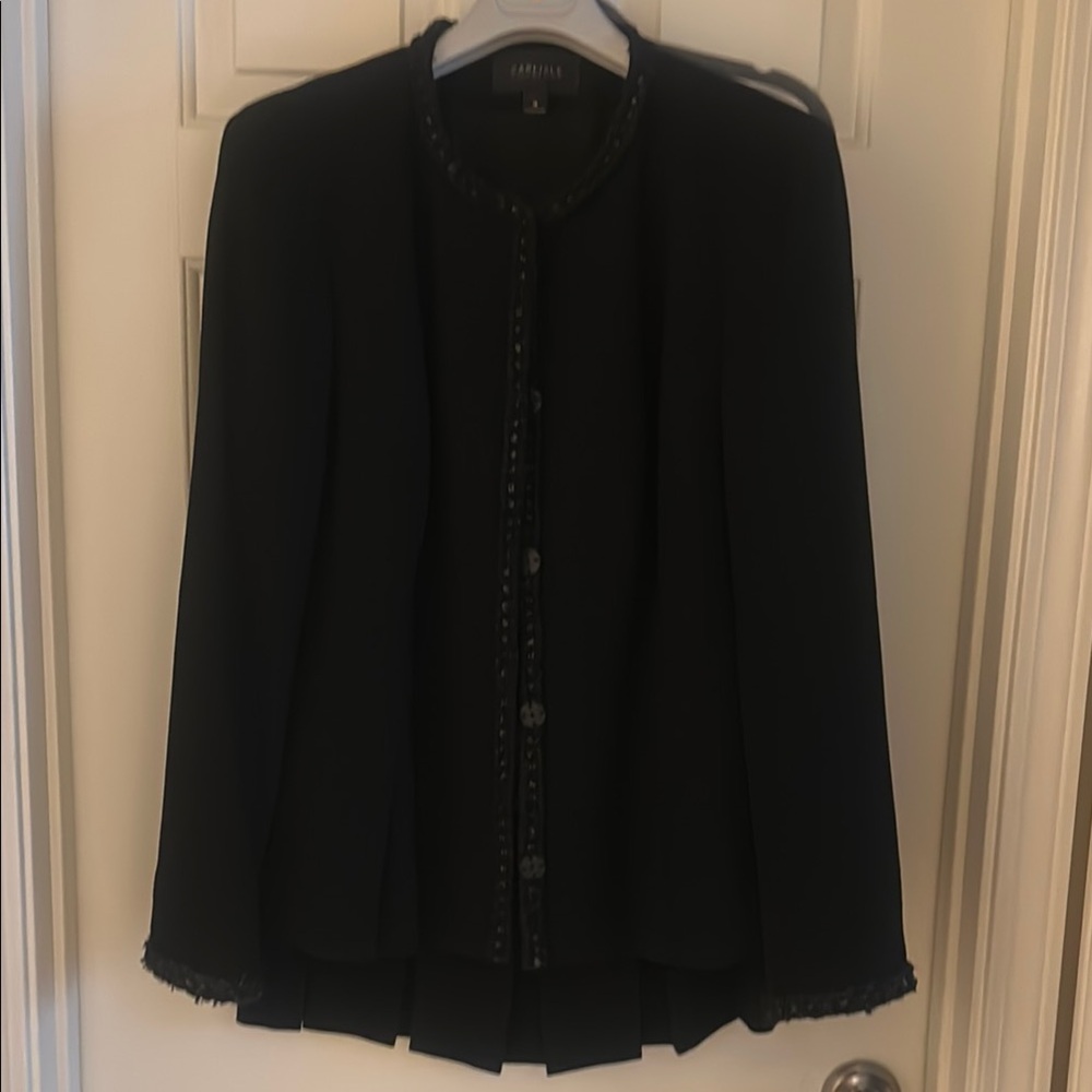 Carlisle Black Blazer and Skirt  with Embellished Trim